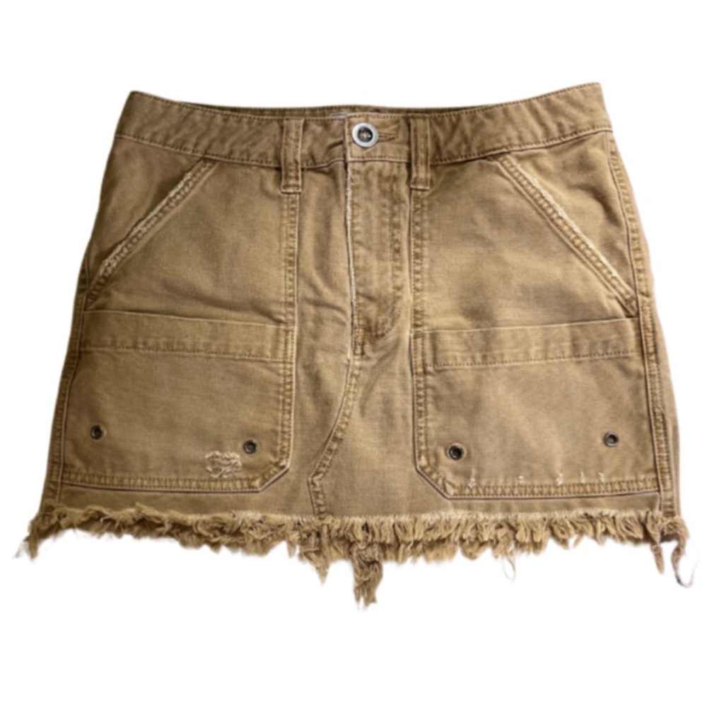 Free People Khaki Cargo Mini Skirt Size 26
